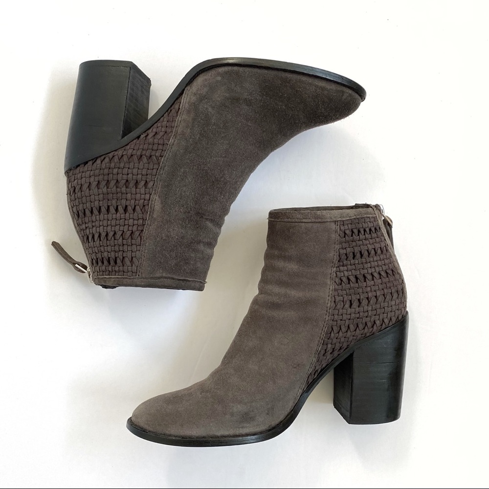Steve Madden gray suede chunky heel ankle booties - Picture 6 of 9